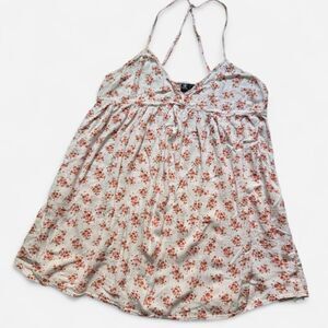 Volcom Pink Floral Spaghetti Strap BabyDoll Mini Dress (Size Medium)